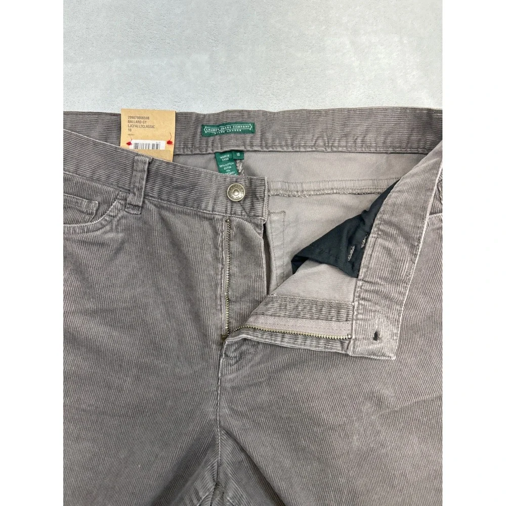 Lauren Ralph Lauren Corduroy Pants Womens 10 Ballard Gray Straight Leg NWT
